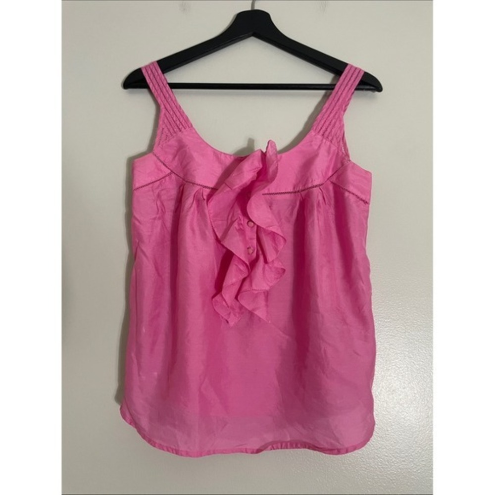 Postmark Anthropologie Tank Top Silk Cotton Ruffle Pink 2 Sleeveless Blouse - Picture 16 of 16